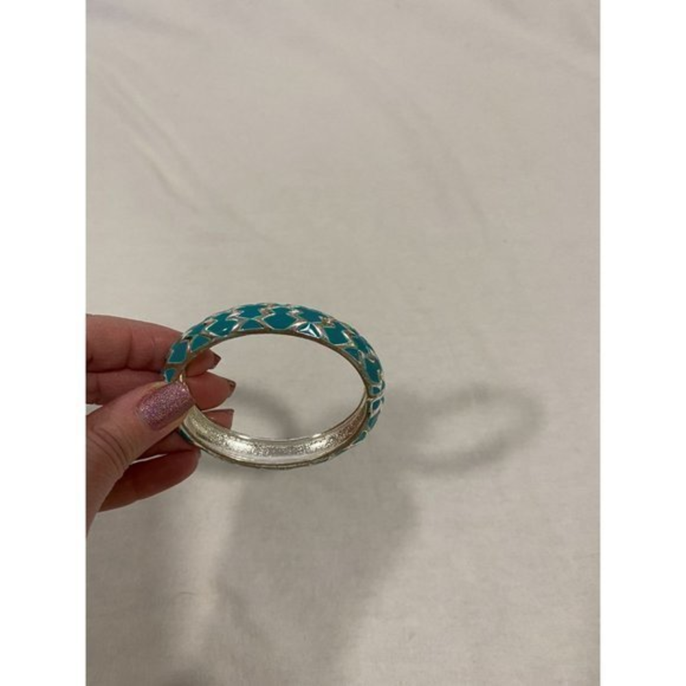 Silver and Blue Statement‎ Bangle Bracelet